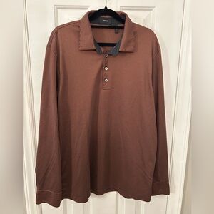 Men’s Theory Size L Large Long Sleeve Pima Cotton Blend Polo Shirt
